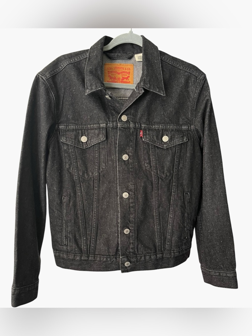 Levi’s Men’s Black Washed Denim Trucker Jacket Size Small Red Tab